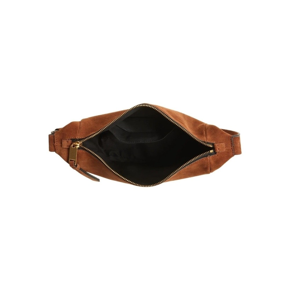 BNWT AllSaints Cognac Suede & Gold Hardware Shoulder Bag, Reg $299 - Picture 4 of 7